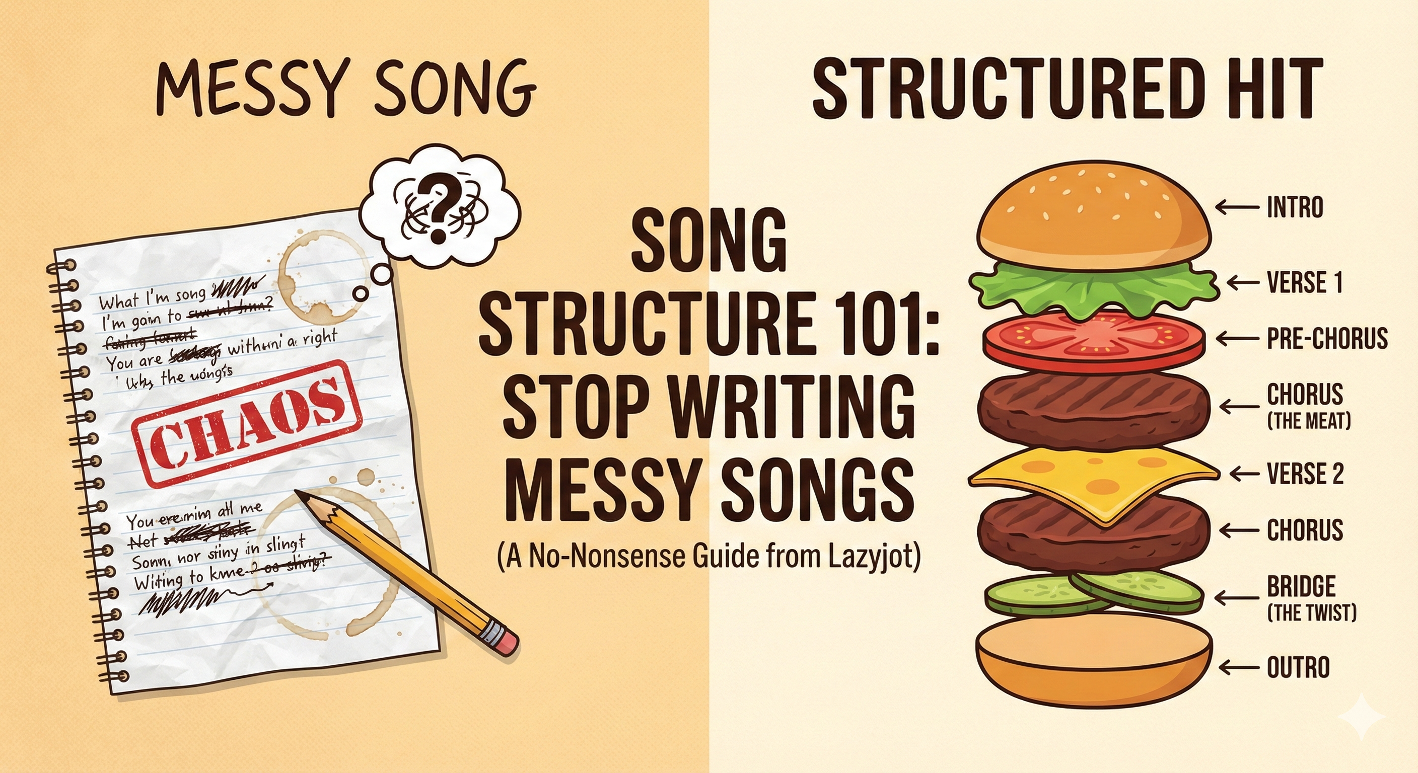 Song structure breakdown showing verse, chorus, and bridge sections